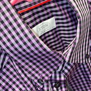 MENS ETON dress shirt - purple checkered